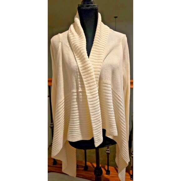 NWOT Michael Michael Kors Open Front Rib Knit Cardigan Sweater Cream Women’s M - Picture 1 of 14